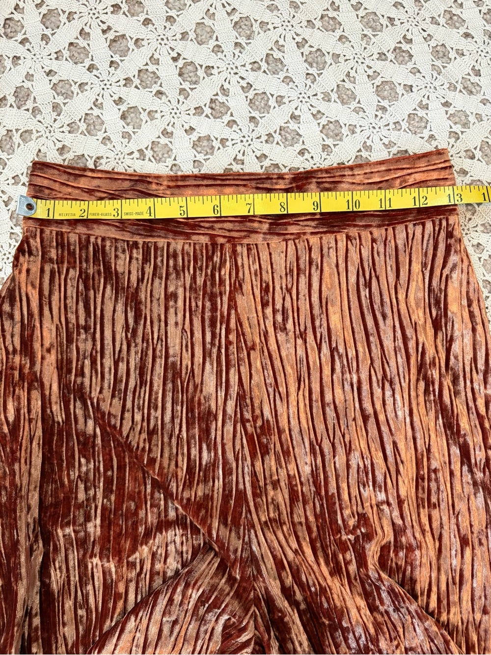 House of CB Maelys Rust Crushed Velvet Wide Leg Trousers Size Small NWT - Picture 8 of 11